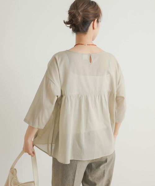 「URBAN RESEARCH DOORS」 半袖ブラウス MEDIUM ネイビー レディース_画像7