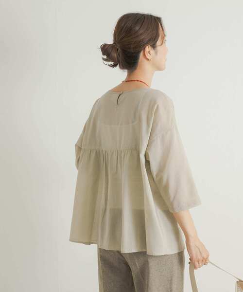「URBAN RESEARCH DOORS」 半袖ブラウス MEDIUM ネイビー レディース_画像8