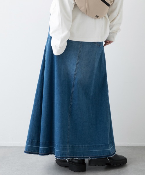 「LAVEANGE」 デニムスカート 5L ブルー レディース_画像7