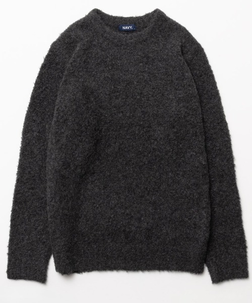 「NAVY」 長袖ニット X-LARGE チャコールグレー メンズ_画像3
