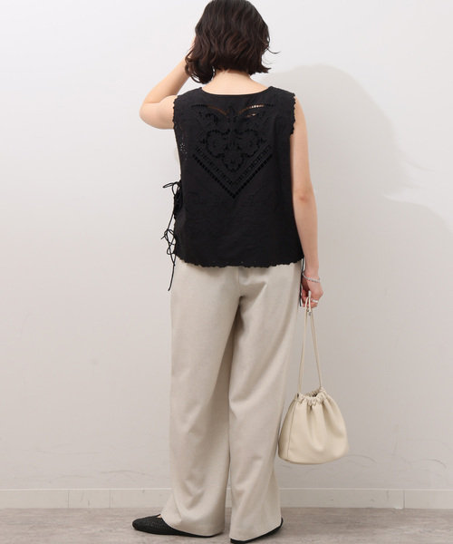 美品　2024SSジャーナルrelumeレリュームcrinkle ベスト crinkle crinkle crinkle】velvet 3D embroidery vest：ベスト（その他