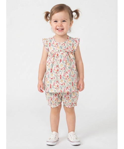 セットアップ 「ベビー」リバティプリントチュニックパンツセット キッズ 子供服の画像