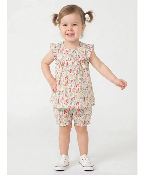 セットアップ 「ベビー」リバティプリントチュニックパンツセット キッズ 子供服の画像