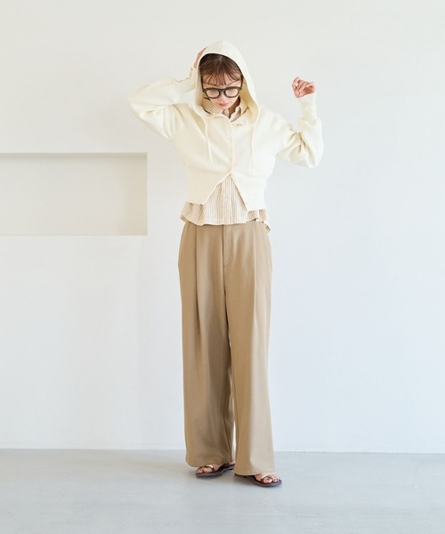 ブラウス シャツ リネンクロップド半袖シャツ レディースの画像