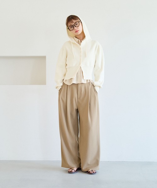 ブラウス シャツ リネンクロップド半袖シャツ レディースの画像