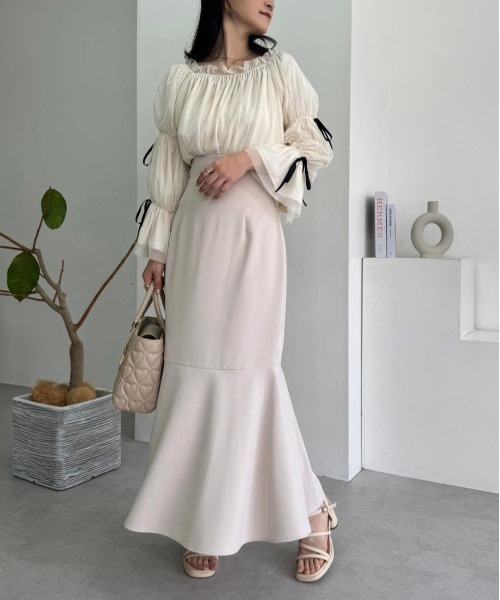 「one after another NICE CLAUP」 ロングスカート LARGE ブラック レディース_画像6