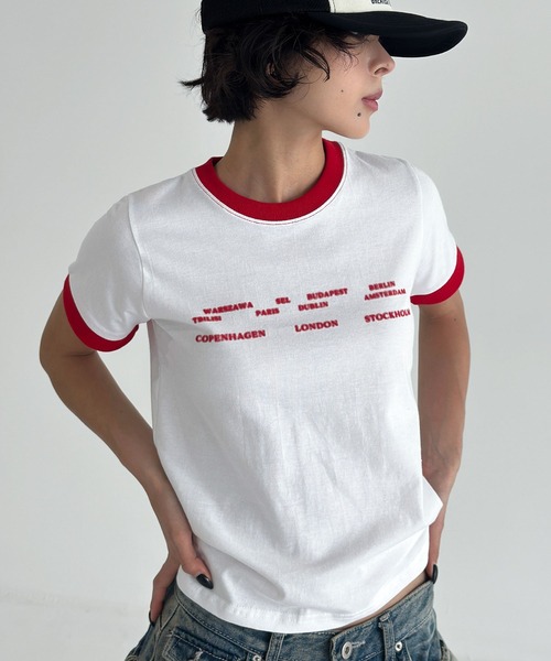 「UNE MANSION」 半袖Tシャツ FREE レッド レディース_画像2