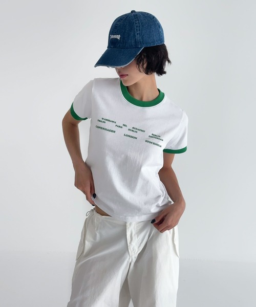 「UNE MANSION」 半袖Tシャツ FREE レッド レディース_画像6
