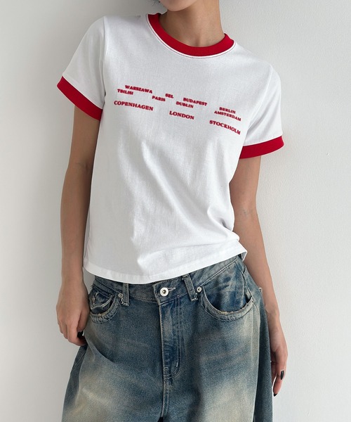 「UNE MANSION」 半袖Tシャツ FREE レッド レディース_画像9
