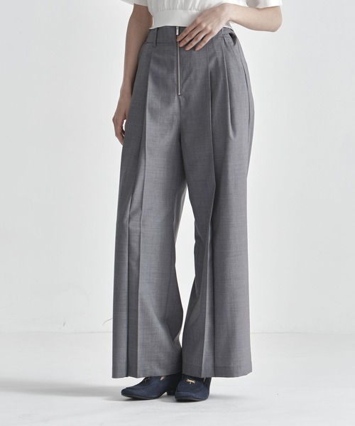 ワイドパンツ パンツ 「THE TOKYO/ザトウキョウ」Front Zip Tuck Pants/フロントジップタックパンツ/ワイドストレートパンツの画像