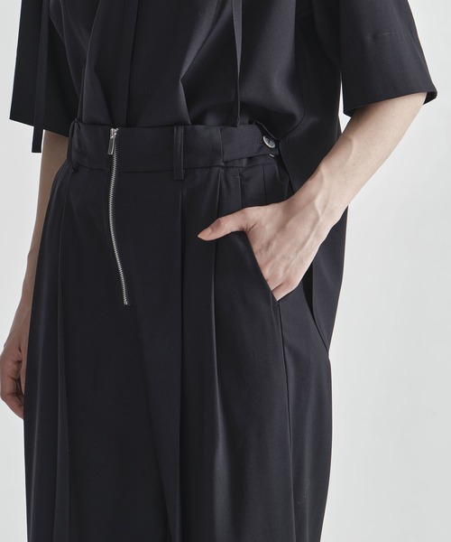ワイドパンツ パンツ 「THE TOKYO/ザトウキョウ」Front Zip Tuck Pants/フロントジップタックパンツ/ワイドストレートパンツの画像