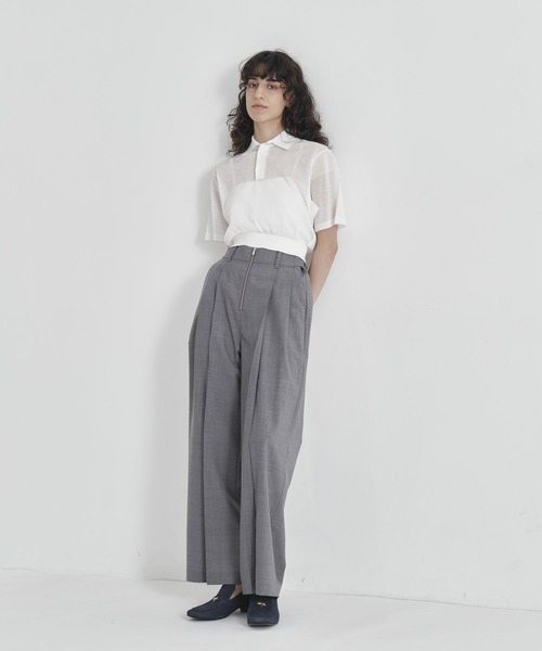 ワイドパンツ パンツ 「THE TOKYO/ザトウキョウ」Front Zip Tuck Pants/フロントジップタックパンツ/ワイドストレートパンツの画像