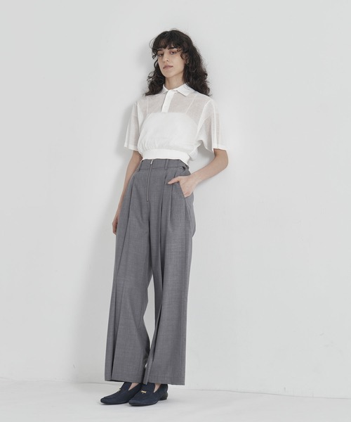 ワイドパンツ パンツ 「THE TOKYO/ザトウキョウ」Front Zip Tuck Pants/フロントジップタックパンツ/ワイドストレートパンツの画像