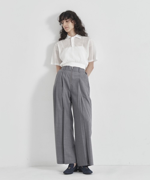 ワイドパンツ パンツ 「THE TOKYO/ザトウキョウ」Front Zip Tuck Pants/フロントジップタックパンツ/ワイドストレートパンツの画像