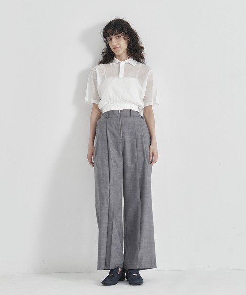 ワイドパンツ パンツ 「THE TOKYO/ザトウキョウ」Front Zip Tuck Pants/フロントジップタックパンツ/ワイドストレートパンツの画像