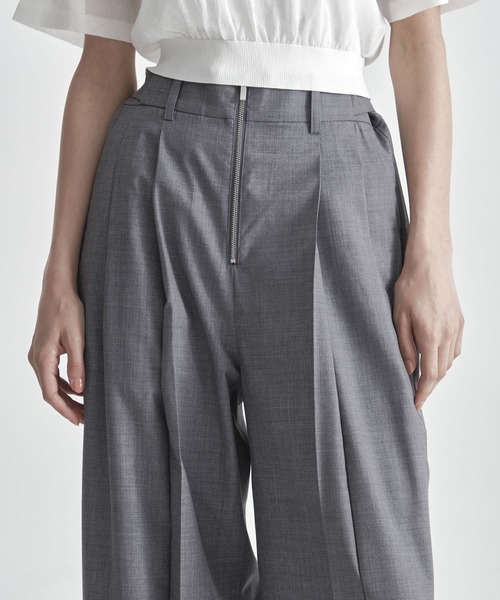 ワイドパンツ パンツ 「THE TOKYO/ザトウキョウ」Front Zip Tuck Pants/フロントジップタックパンツ/ワイドストレートパンツの画像