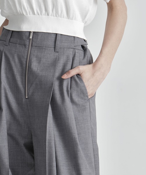 ワイドパンツ パンツ 「THE TOKYO/ザトウキョウ」Front Zip Tuck Pants/フロントジップタックパンツ/ワイドストレートパンツの画像