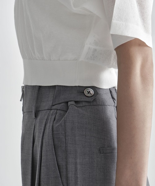 ワイドパンツ パンツ 「THE TOKYO/ザトウキョウ」Front Zip Tuck Pants/フロントジップタックパンツ/ワイドストレートパンツの画像