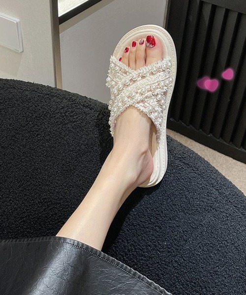「Miniministore」 フラットサンダル 25.0cm アイボリー レディース_画像8