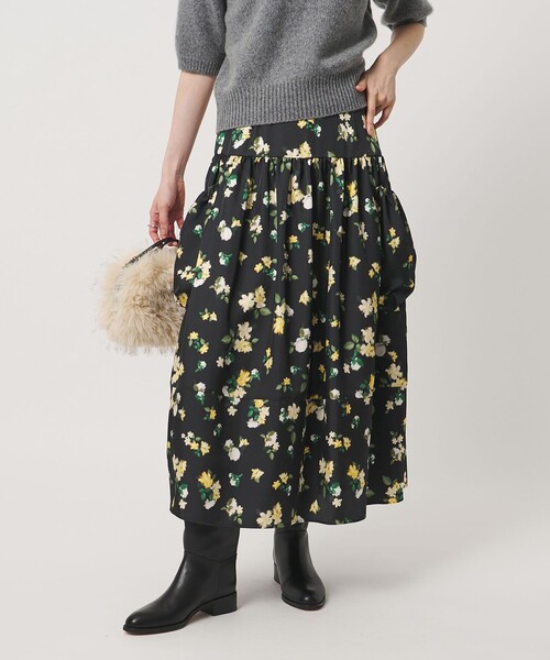 あ*み様 【美品】ユナイテッドアローズ ロング スカート サテン 黒 25,30 UNITED ARROWS（ユナイテッドアローズ） ロング スカート シルクライク