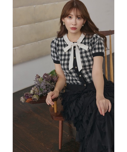 Her lip to カーディガン 半袖 Lucine Ribbon Cardigan レディース