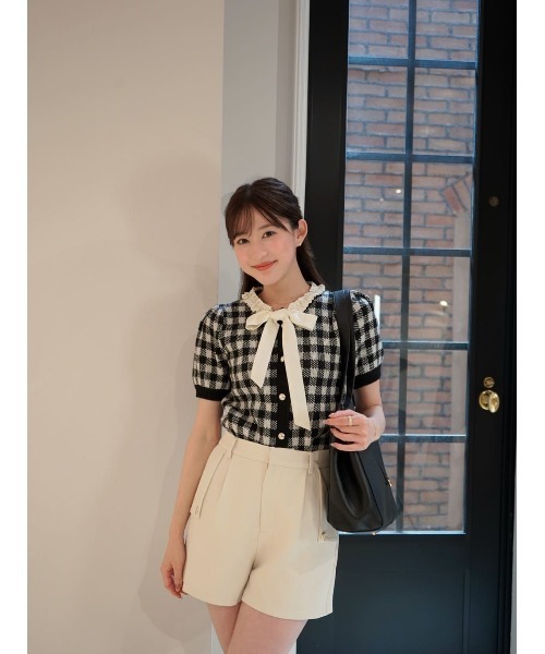 Her lip to カーディガン 半袖 Lucine Ribbon Cardigan レディース