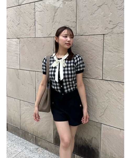 Her lip to カーディガン 半袖 Lucine Ribbon Cardigan レディース