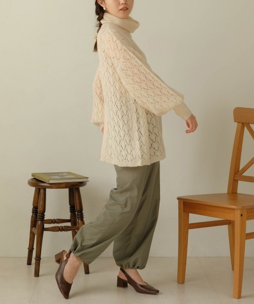 BAB ニット セーター 透かし編みモヘア2WAYプルオーバー