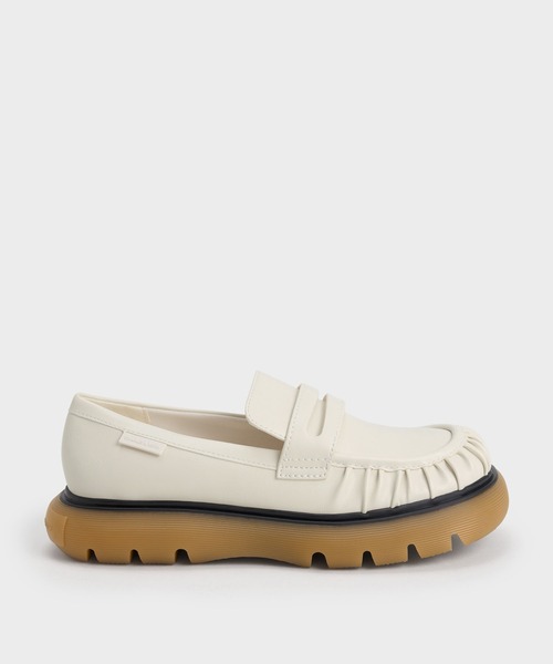 CHARLES & KEITH ルーシュド リジッドソールペニーローファー CHARLES ＆ KEITH ローファー ルーシュド リジッドソールペニー