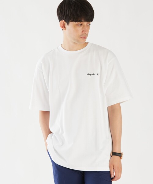 agnes b.（アニエスベー） tシャツ メンズ ロゴ 刺繍 コットン 半袖 T