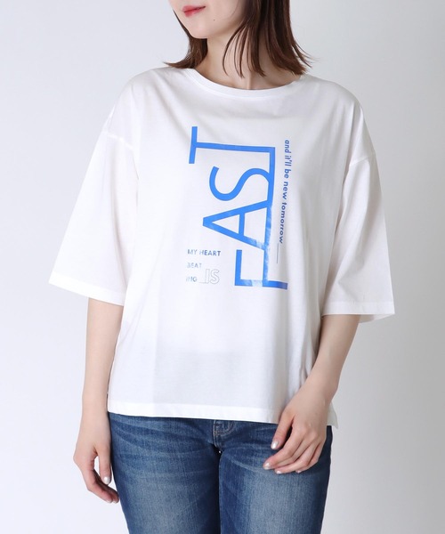 tシャツ ラバープリントロゴTシャツ レディース