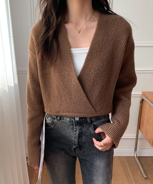 emi+ ニット セーター カシュクールニットプルオーバー レディース