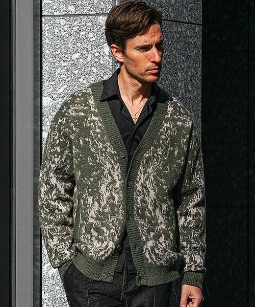 SOMEDIFF（サムディフ） カーディガン 「SOMEDIFF」モヘアタッチ総柄