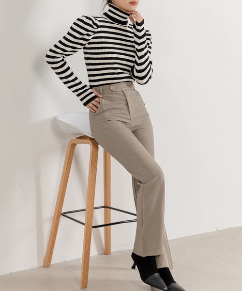 DAY CLOSET スラックス パンツ レディース きれいめツイルフレア