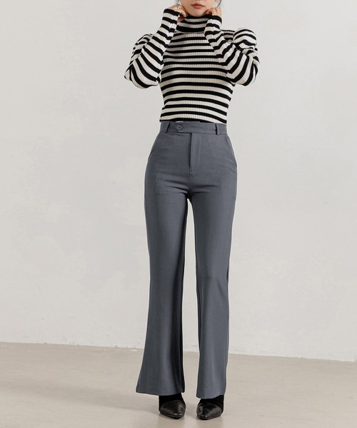 DAY CLOSET スラックス パンツ レディース きれいめツイルフレア