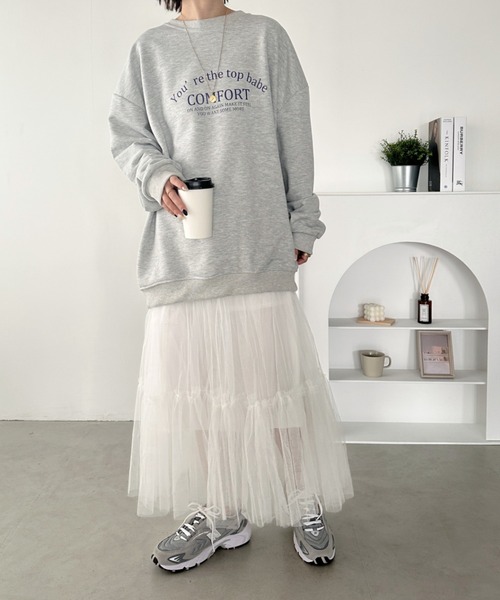 CLEA スカート チュールシアーティアードロングスカート