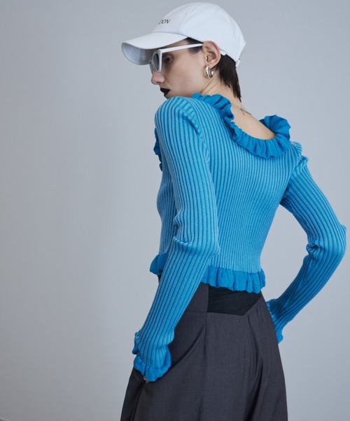 ニット RAFFLE KNIT TOPS/ラッフルニットトップス レディース 