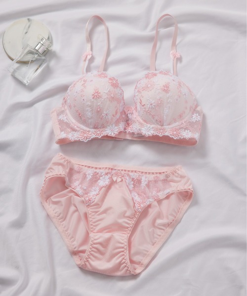 salute ブラジャーショーツセット ピンク ピンクピンクピンク PINK PINK PINK 【3点セット】コードレース