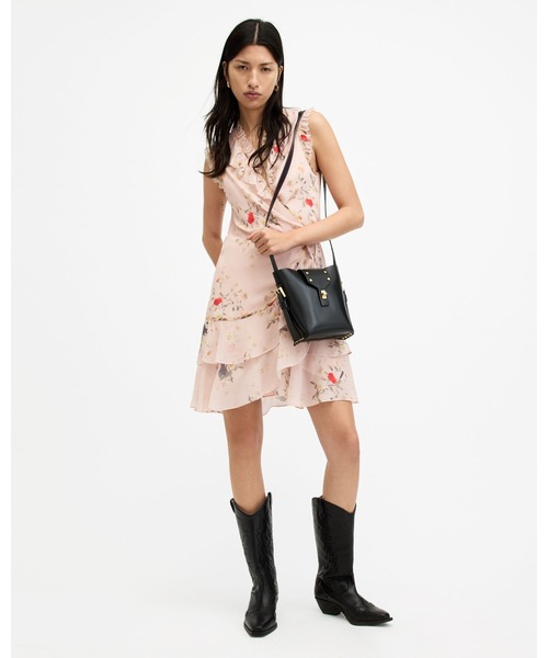 ALLSAINTS ワンピース ARI KORA FLORAL PRINT RUFFLE MINI DRESS 