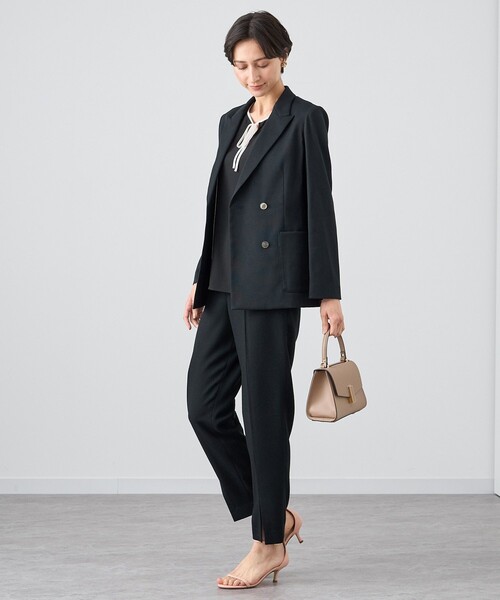 美品 ANAYI アナイ ダブルジャケット 黒 38 M セットアップ対応商品】ウールサテンダブル ジャケット|ANAYI OFFICIAL