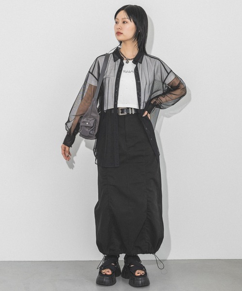 PAGEBOY ブラウス シャツ チュールシアーシャツ レディース