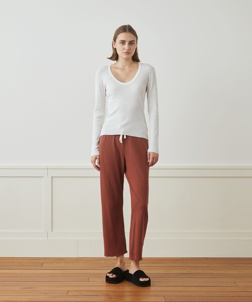 【JAMES PERSE】ストレッチリネンリブ Uネックプルオーバー WYLP3952 ストレッチリネンリブ Uネックプルオーバー WYLP3952
