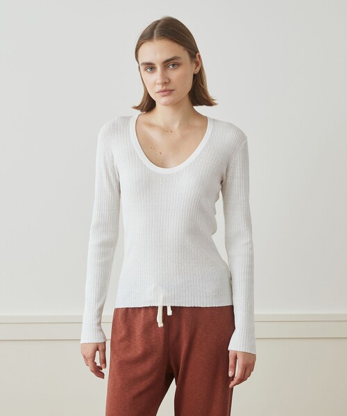 JAMES PERSE ニット セーター ストレッチリネンリブ Uネックプル
