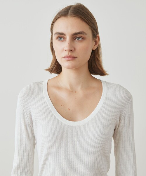 【JAMES PERSE】ストレッチリネンリブ Uネックプルオーバー WYLP3952 ストレッチリネンリブ Uネックプルオーバー WYLP3952