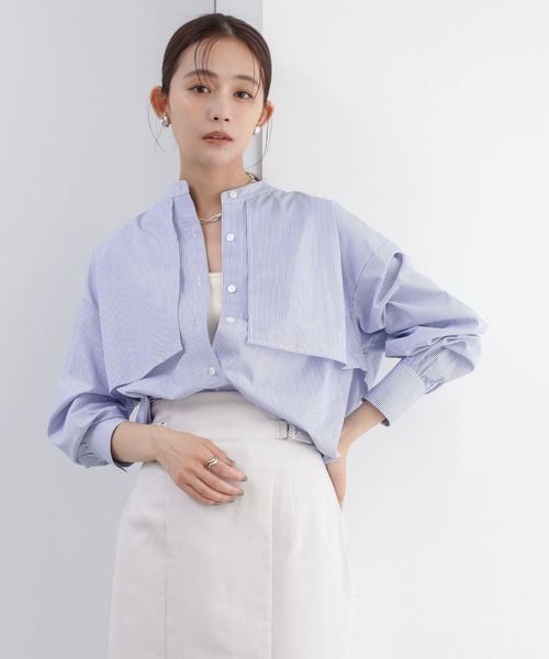 ZOZO限定】ストライプケープデザインシャツ（シャツ/ブラウス