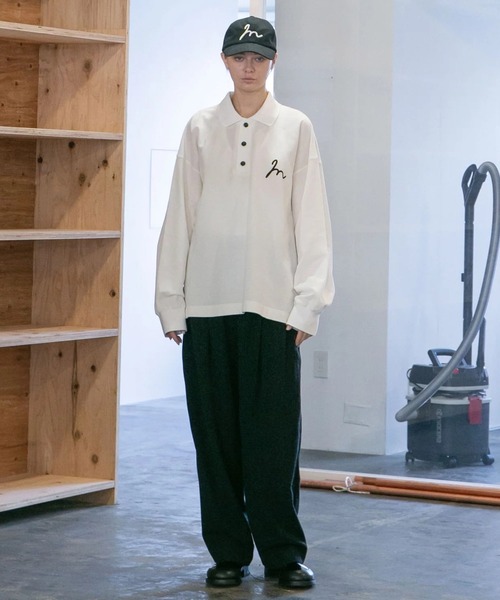 my beautiful landlet 長袖ビッグポロシャツ グリーン my beautiful landlet 長袖ビッグポロシャツ グリーン