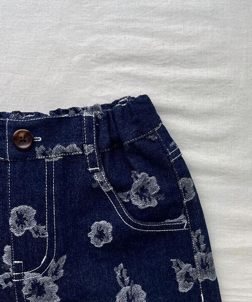 poppy ジャガード ハーフパンツ (BLUE FLOWER) あさぎーにょ jacquard half flare pants (blue flower) – POPPY