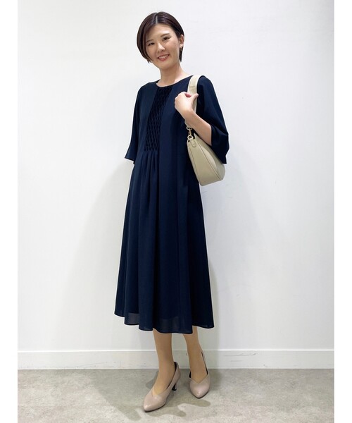 Reflect｜【手洗い可】スモッキング刺繍フレアワンピース