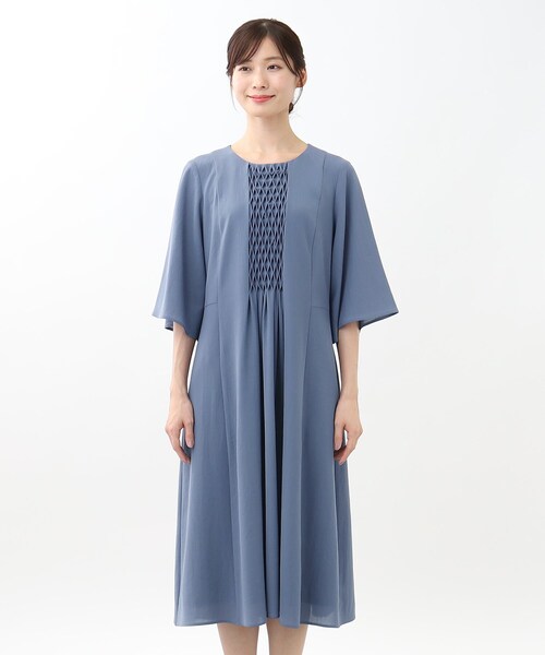 公式の店舗 Reflect ワンピース 「手洗い可」スモッキング刺繍フレア ワンピース