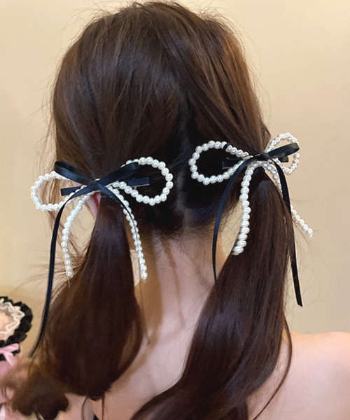 Mayree ヘアクリップ 「urge select」パール×リボン ヘアクリップ